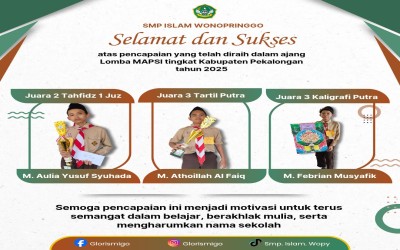 Raih 3 Kejuaran dalam Ajang Lomba MAPSI Kabupaten Pekalongan Tahun 2025